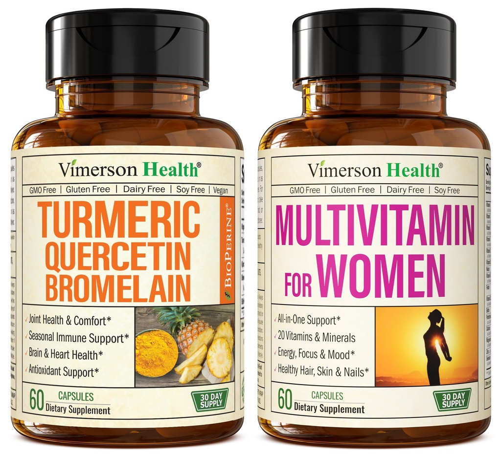 Quercetin s bromelainem a kurkuminem a kompletním multivitaminem pro ženy
