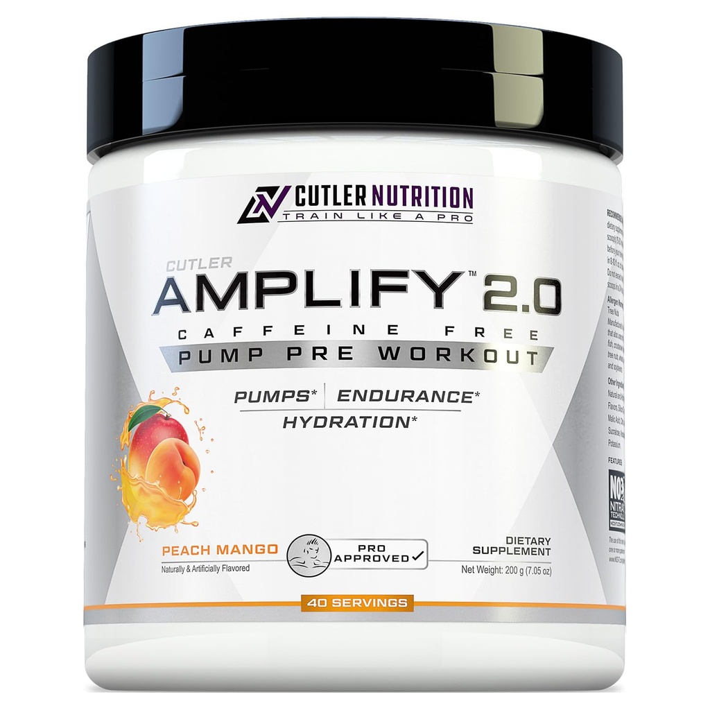 Cutler Nutrition Amplification Pump Pre Workout Caffeine Free Nitric Oxide Booster obsahující arginin a Citrulline Pre- Cvičení pro maximální čerpadla