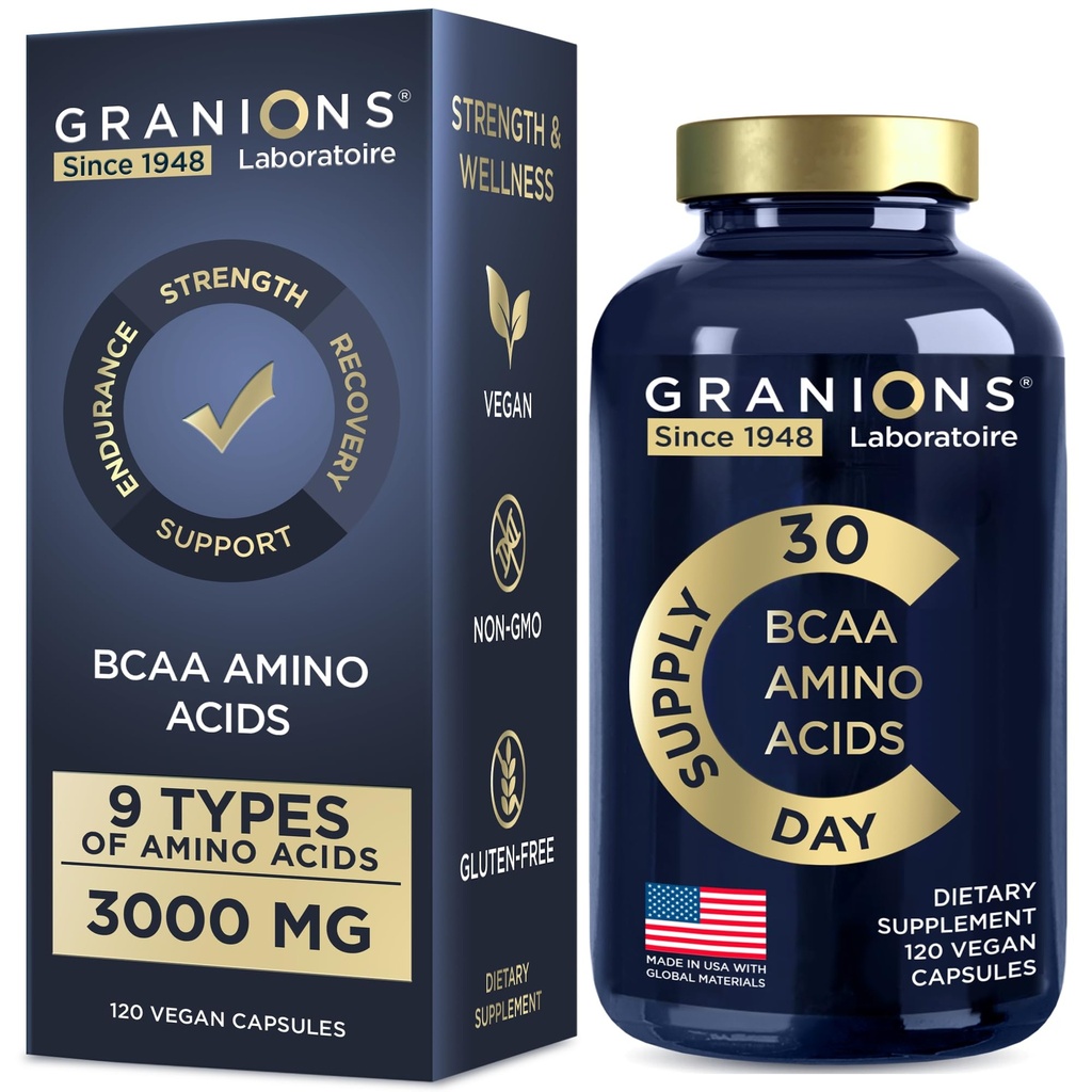 Základní aminokyseliny dodatek pro muže a ženy - všech 9 BCAA EAA doplňky Formule - Leucine Amino Acid, Lysin, Tryptofan, Pokročilý komplex Amino - 120 Vegan Kapsle