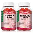 9-in-1 Probiotické fibergumy pro dospělé a dospívající 16G fiber per Serving, Psyllium Fiber Supplement s 5 Miliony CFU Bacillus coagulans, Inulin, ACV pro dietetické, Gut & Immunal Wellness - 2 láhve
