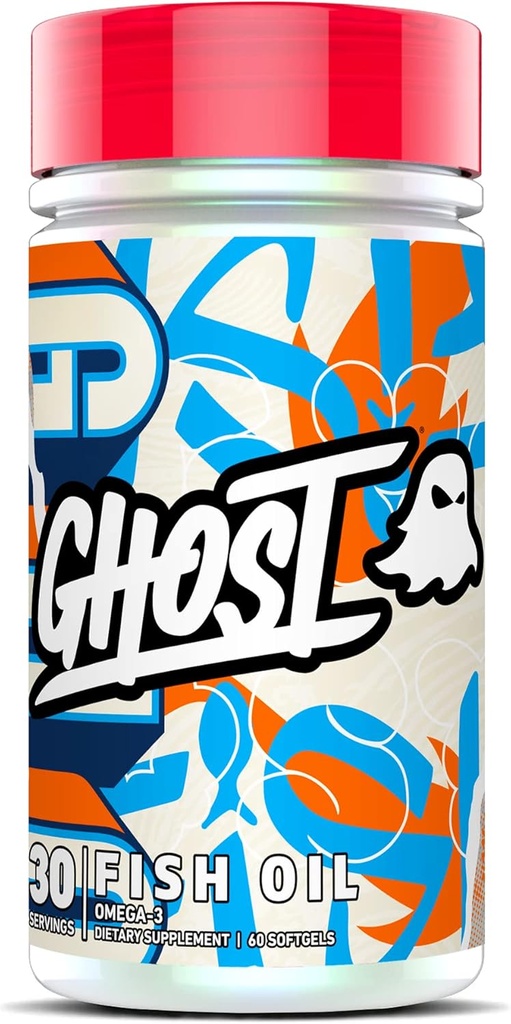 GHOST Fish Oil Supplement, 1400mg - 1100mg Omega 3 s EPA & DHA mastnými kyselinami - Doplňky rybího oleje pro srdce, Brain & Imunitation Support - 60 Softgels, 30 Servings