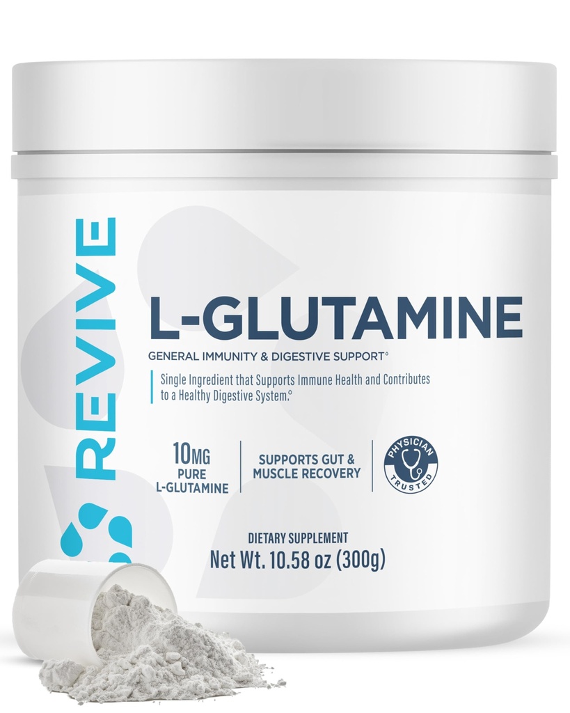 Revive Gut L- glutamin Powder MD - Muscle Recovery & Imunitate System Booster for Dospělí - Promotes Digestive Health & Reduces Muscle Soelth - Immunity & Digestion Vegan Pure L glutamine Supplement