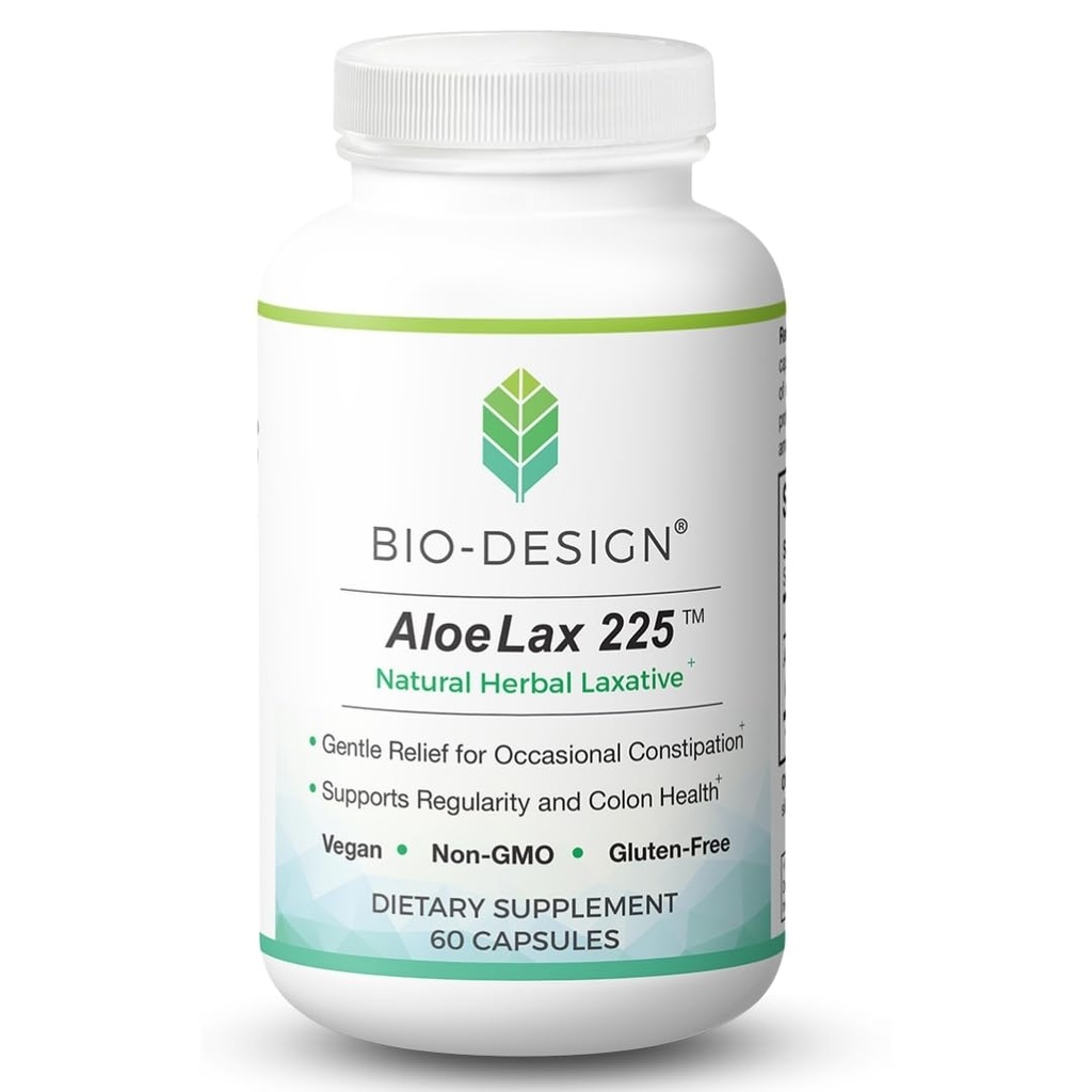 Aloe Lax 225 Přírodní Bylinné Laxativní - Jemná úleva pro příležitostné zácpy, plyn, & Bloating s 225 mg přírodní Aloe Ferox - Podporuje Bowel Regularity & Colon zdraví - 60 Kapsle