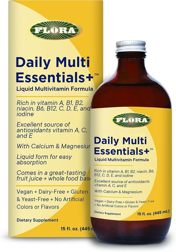 Flora - Daily Multi Essentials +, Liquid Multivitamin Formule, 13 Essential Vitamins & Minerals, 15 Fl Oz