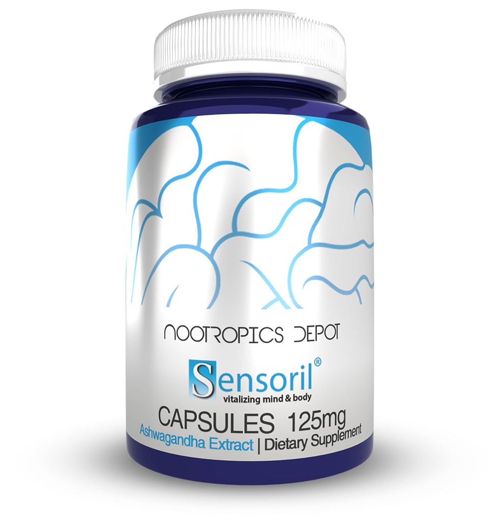 Nootropics Depot Sensoril Ashwagandha Kapsle 124; 125mg Ct. 124; Ayurveda dodatek 124; Standardizované Witania somnifera Extract 124; na podporu zdravé energie, Mental Cognition + kardiovaskulární zdraví