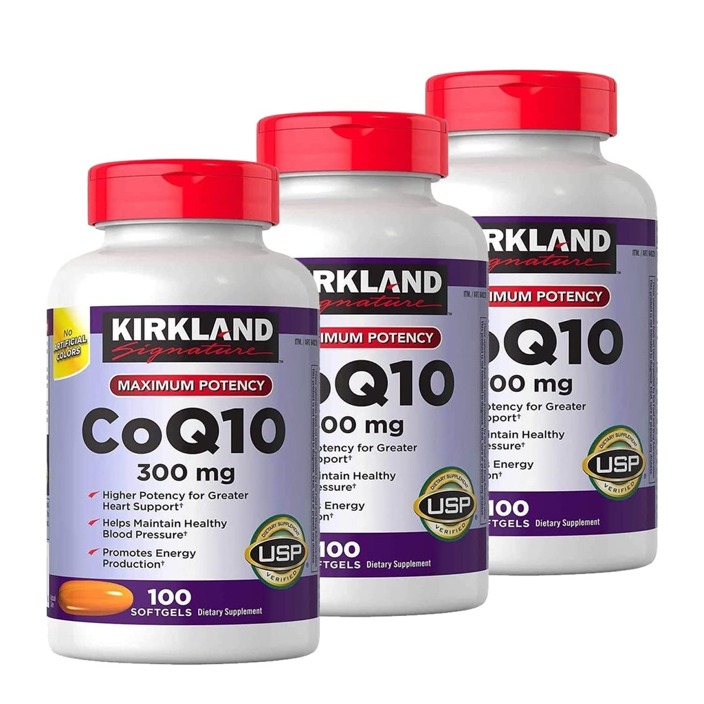 Podpis Kirkland CoQ10 300 mg, 100 Softgels (3 balení)