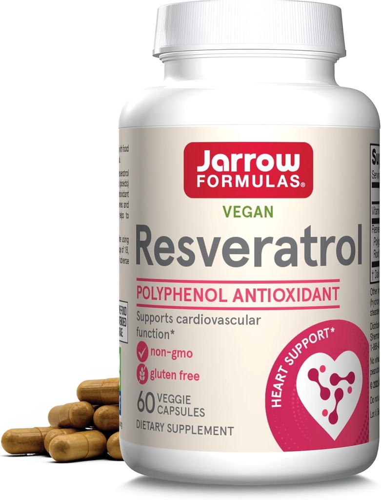 Jarrow Installas ® Resveratrol 100 mg, dodatek stravy, antioxidační podpora kardiovaskulární funkce, 60 Veggie Kapsle, 60 Day Supply