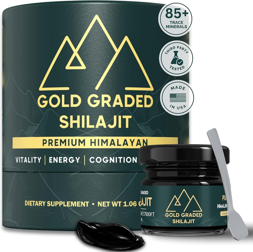 Shilajit Resin S124; 500mg High Potency, Shilajit Pure Himalayan Organic, 85 + Trace Minerals & Fulvic Acid S124; Shilajit for Energy & Immunication Support S124; Gold Class Shilajit, Shilajit for Men & Women S124; 30g