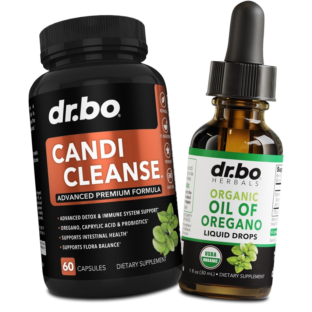 Candi Cleanse & Oregano olejové kapky - Extra síla Probiotický komplex Cleanser & Organic Liquid - Přírodní ústní Bylinné kyselé kapsle & olej z Oregano kapky Tincture Extract
