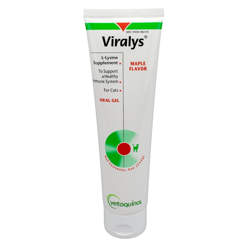 Vetoquinol Viralys Daily L- lysin gel pro kočky a koťata, Maple ochucený Lysin dodatek pro kočky a koťata na podporu imunitního zdraví, normální oční funkce a respirační zdraví, 5oz