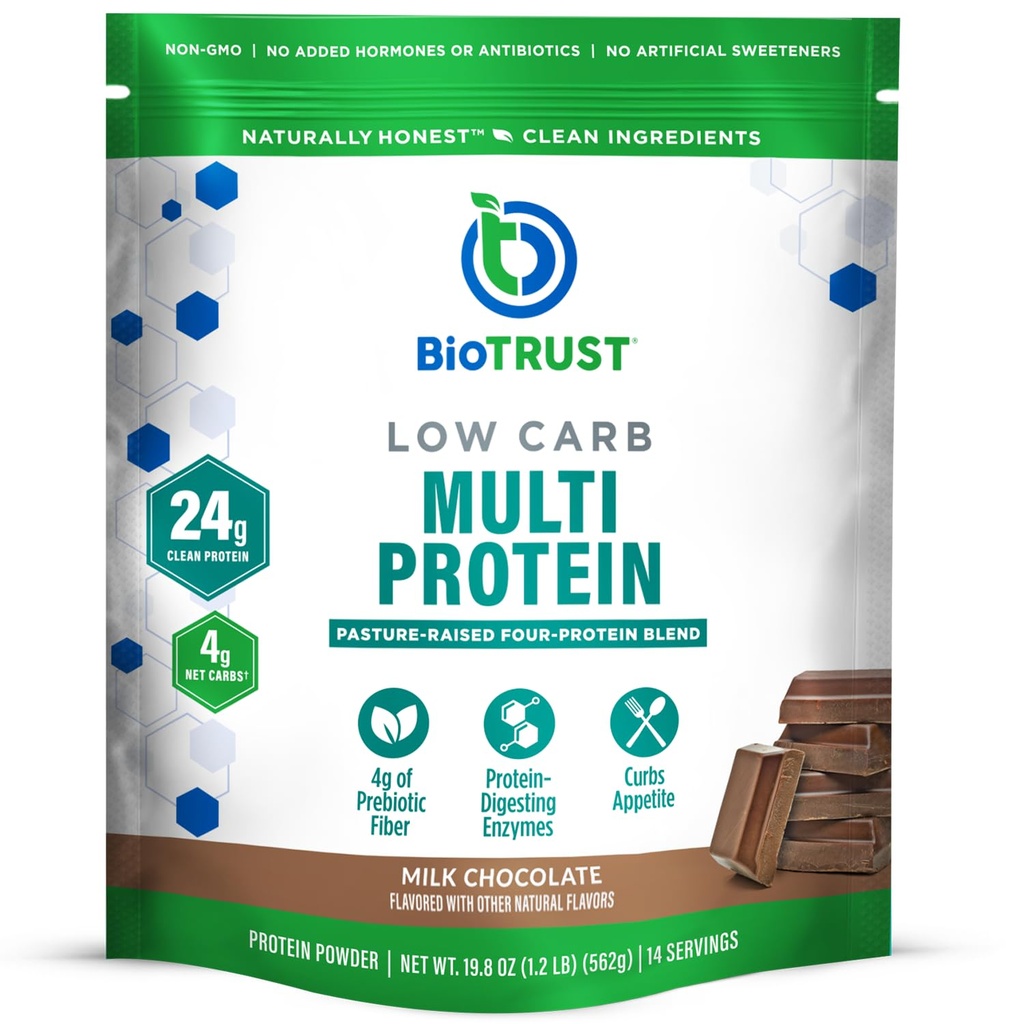 BioTrust low carb protein Powder - Delicious Whey & Casein Blend from Grass- Fed Hormon Free Cows - Non GMO, gluten Free (Chocolate)