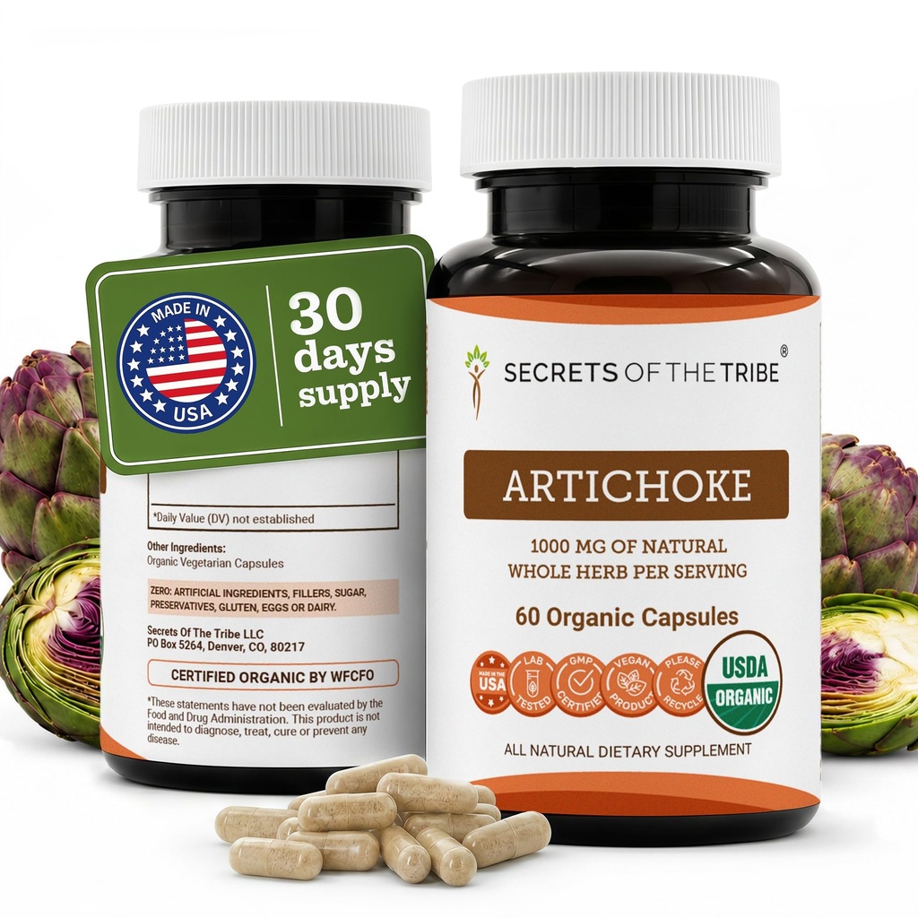 Tajemství kmenového Artichode 60 Kapsle, 1000 mg, Artichak (Cynara scolymus) Sušený list (60 Kapsle)