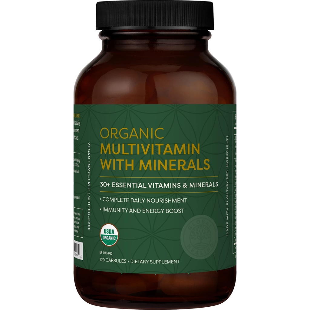 Globální léčebné centrum - USDA Organic Multivitamin pro ženy a muže - Vitamíny zahrnují A, C, D, & Více pro Vaše celkové zdraví a wellness potřeby - Kompletní denní multi vitaminové nurizace (120 Kapsle)