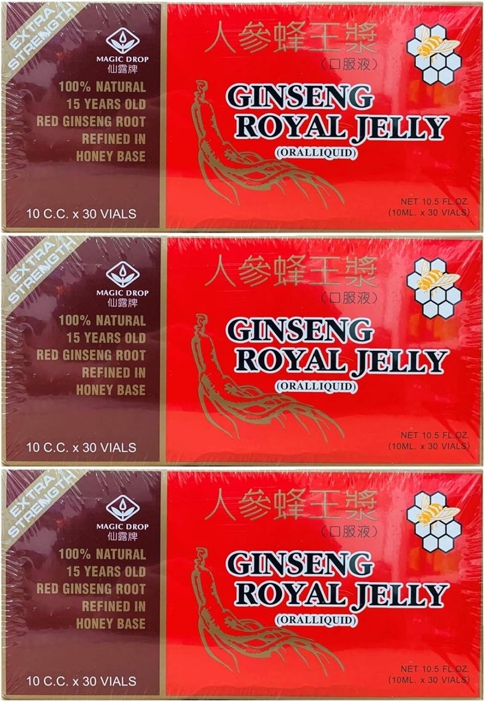 3 krabice Magic Drop Ginseng Royal Jelly (30 lahviček), Celkem 90 lahviček