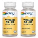 SOLARAY Vitamin D3 + K2, D & K Vitaminy pro absorpci vápníku a podporu zdravého kardiovaskulárního systému & Arterií, Non- GMO & No Soy