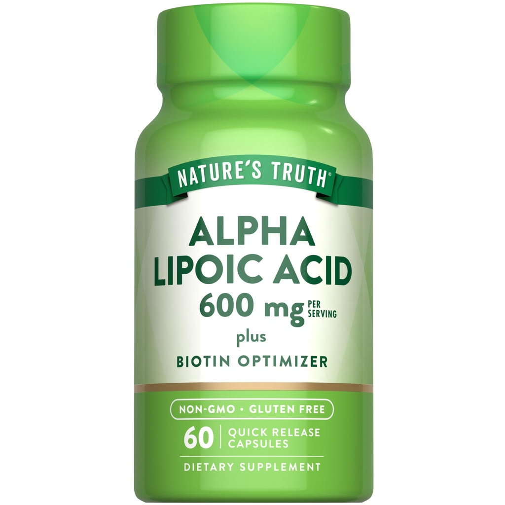 Nature 's Truth Alpha Lipoic Acid 600mg CLAS124; plus Biotin Optimizer CLAS124; 60 Kapsle CLAS124; Non- GMO & gluten zdarma