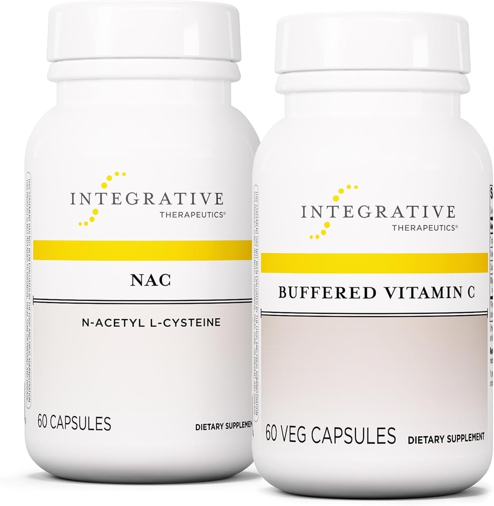 Integrační terapeutika Bundle s pufrovaným vitamínem C Kapsle 1 000 mg, 60 Vegan Kapsle & NAC, 60 Kapsle - Imunitní doplněk s antioxidační podporou * - Podpora Respirační a lungová funkce *
