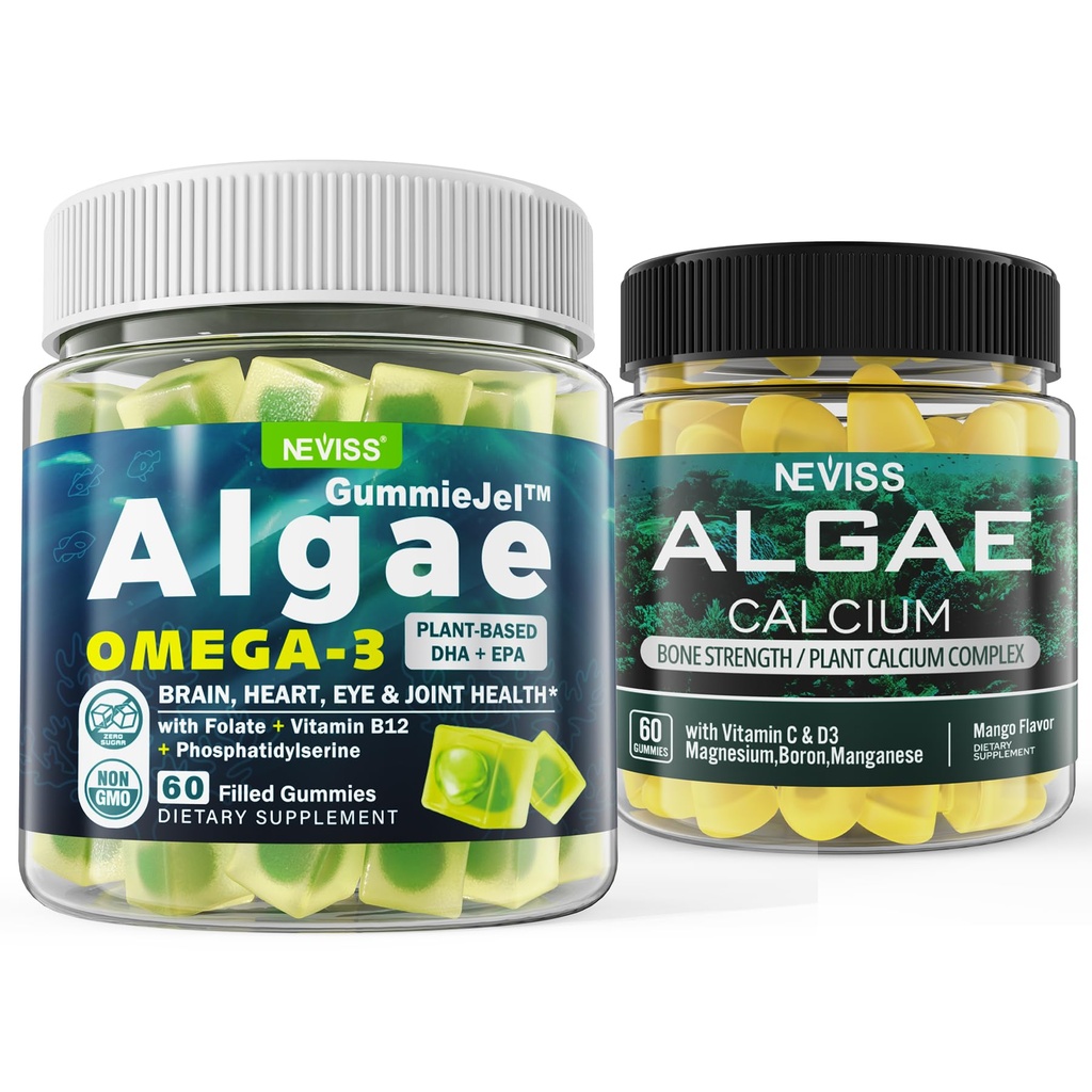 Řasy Omega 3 gumové + mořské řasy vápníkové gumy Bundle