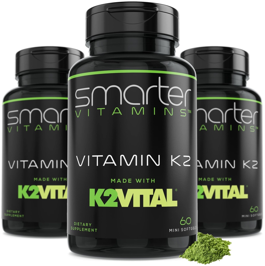 (3 balení) Chytrý vitamin K2 MK7 100mcg, vyrobený s K2VITAL a kapusta, 180 Tekuté ponožky