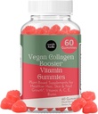 Země & elle Vegan Collagen Booster Gummies pro ženy s biotin a vitaminy - zvyšuje vlasy nehty a zdraví kůže, anti- stárnutí - Delicious cukr zdarma Berry Flavor - Snadno žvýkat - 60 Počet