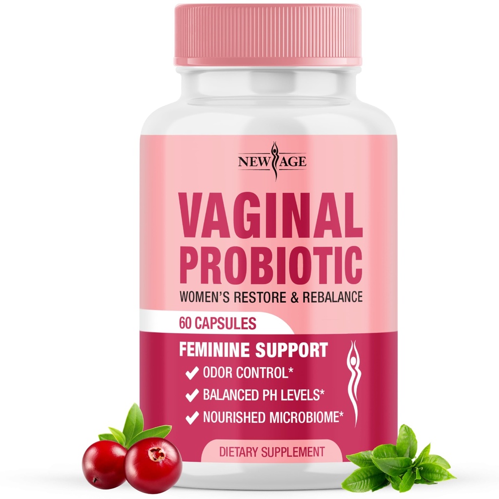 Nový věk Vaginální Probiotika pro ženy s prebiotika, Cranberry Extract, a Lactobacillus Probiotic Směs, Podporuje zdravé pH bilance, zápach řízení, Vaginální Flora - 60 Kapsle
