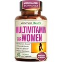 Multivitamin pro ženy s metylovanými vitaminy a chelatovanými minerály pro energii, soustředění a imunitní zdraví - Premium Daily Womens Multivitamins & Multiminerály - 60 Kapsle