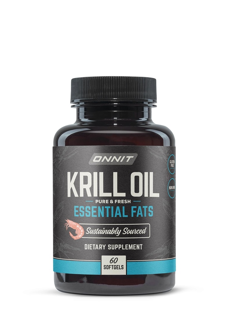 ONNIT Antarktický krilový olej měkké gely, IGEN ™ Non-GMO testovaný dietní dodatek s Omega-3s, EPA, Astaxanthin & Fosfolipidy pro Cognitive, kardiovaskulární a společné zdraví, 1000mg per Serving, 60 Počet