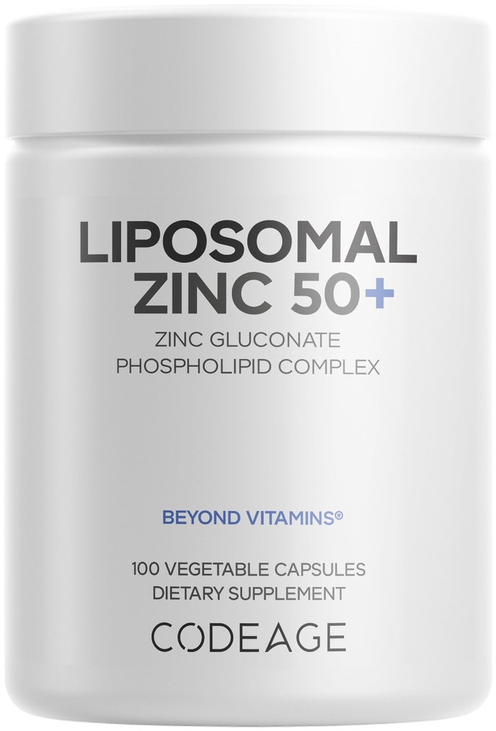 Codeage Liposomální Zinek dodatek - 3 Měsíční dodávky - Jeden den - 50 mg zinku Gluconate vitamínové pilulky - Základní minerální doplňky zink Plus Liposomální Dodávka Matrix - Vegan Non- GMO - 100 Kapsle