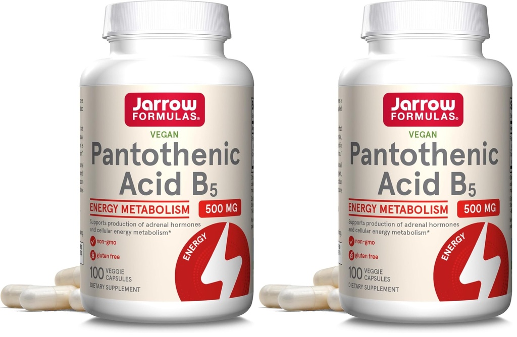 Jarrow Dispersas Pantothenic Acid B5 500 mg - 100 Veggie Caps - Essential B Vitamin - Energy Production & Metabolismus Support - 100 Servings (Balení po 2)