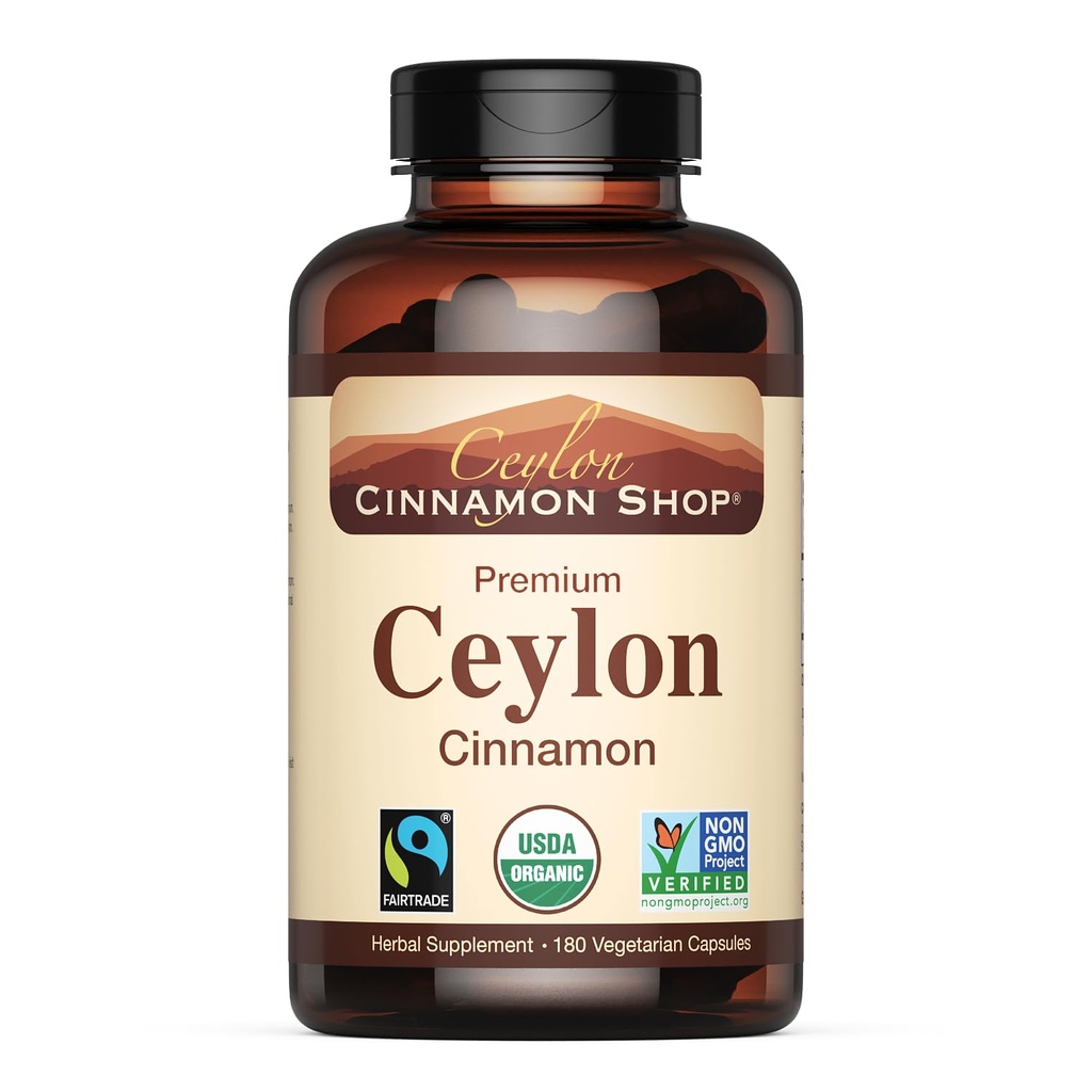 Ceylon Skořice Obchod Organic Ceylon Skořice (100% Certified) Dodatek, 180 Kapsle, 3 Měsíční Dodávka