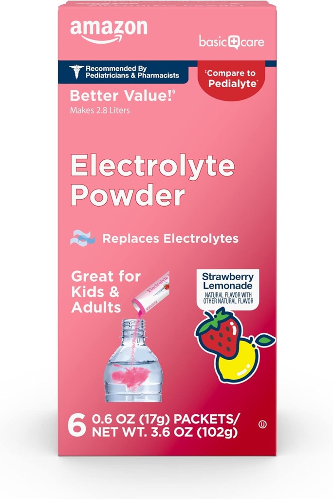 Základna Electrolyte Powder Packets, Strawberry Lemonade, 6 Počet (balení po 1)