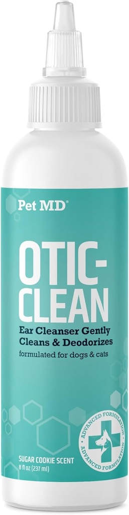 Pet MD Cat & Dog Uar Cleaner - Otic Ear Solution for Dogs - Pet Uar Cleaner Liquid - Cat & Dog Cleary Supplies - Sugar Cookie Scent - 8 oz.