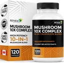 RENOVÉ ČINNOSTI Houbový komplex 2 Kapsle per Serving - 10 Houbová směs s antioxidanty pro imunitní zdraví & Wellness - Podporuje celkovou vitalitu & Dlouhotrvající Wellness -Made in Canada - 120 Kapsle
