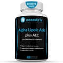 Alpha Lipoic Acid Plus Acetyl L- karnitin Antioxidant dodatek ALA ALC pro zdravou mozkovou a svalovou sílu, zaměření, paměť a kognitivní funkce pro ženy a muže - 60 Kapsle od Neonutrix