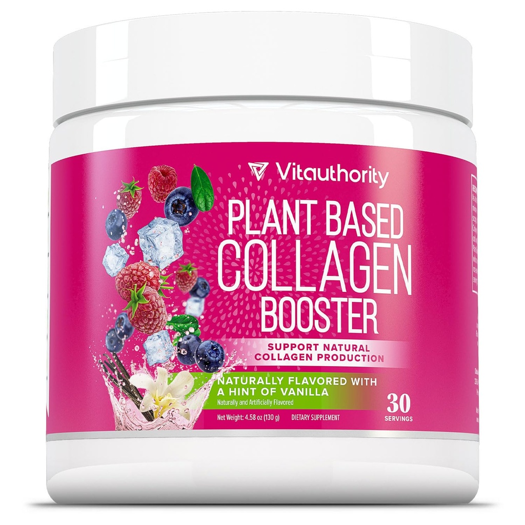 Vitautority Vegan Collagen Powder pro ženy - Kolagen na rostlinách dodatek pro ženy s proteázní veganskou vlasovou pokožkou a hřebíky Vitamíny - Vegetarian Collagen Powder s hyaluronickou kyselinou
