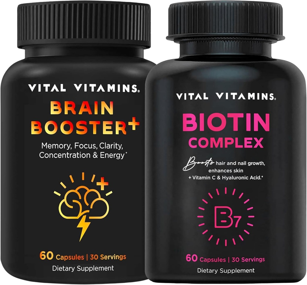 Vitální vitamíny Brain Booster Plus + Biotin Complex Kapsle