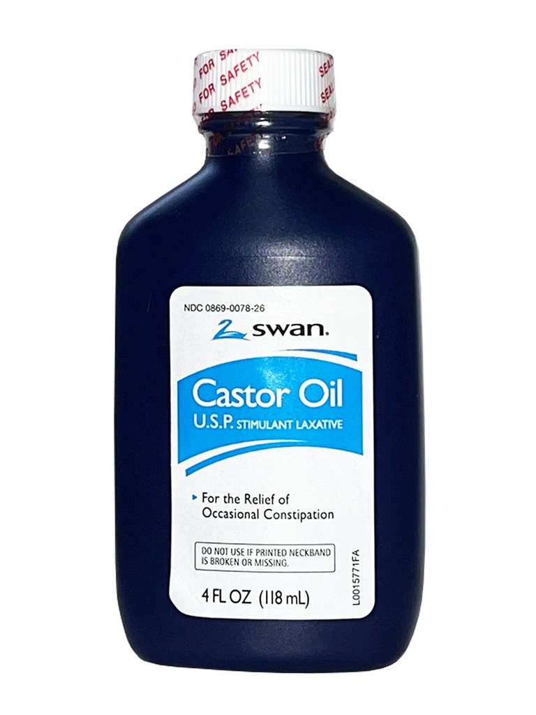 SWAN Castor Oil USP 100% stimulant Laxative 4 FL OZ - Pro zmírnění občasné zácpy