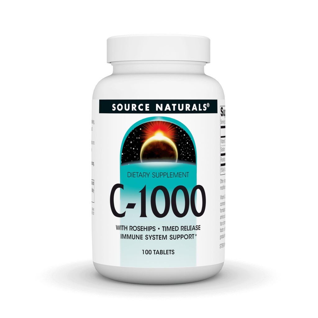 Zdroj Naturals C- 1000, s Rose HIPS 1000 mg pro podporu imunitního systému - 100 Time Release Tablety
