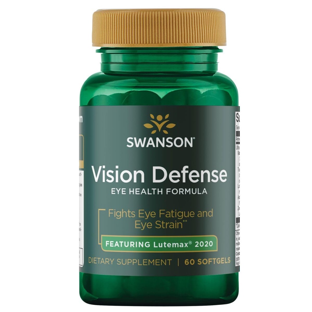Swanson Vision Defense Antioxidant Vision Health Supplement Lutein Zeaxanthin Astaxanthin Brokolice Extract Bilberry Extract 60 Softgels Sgels