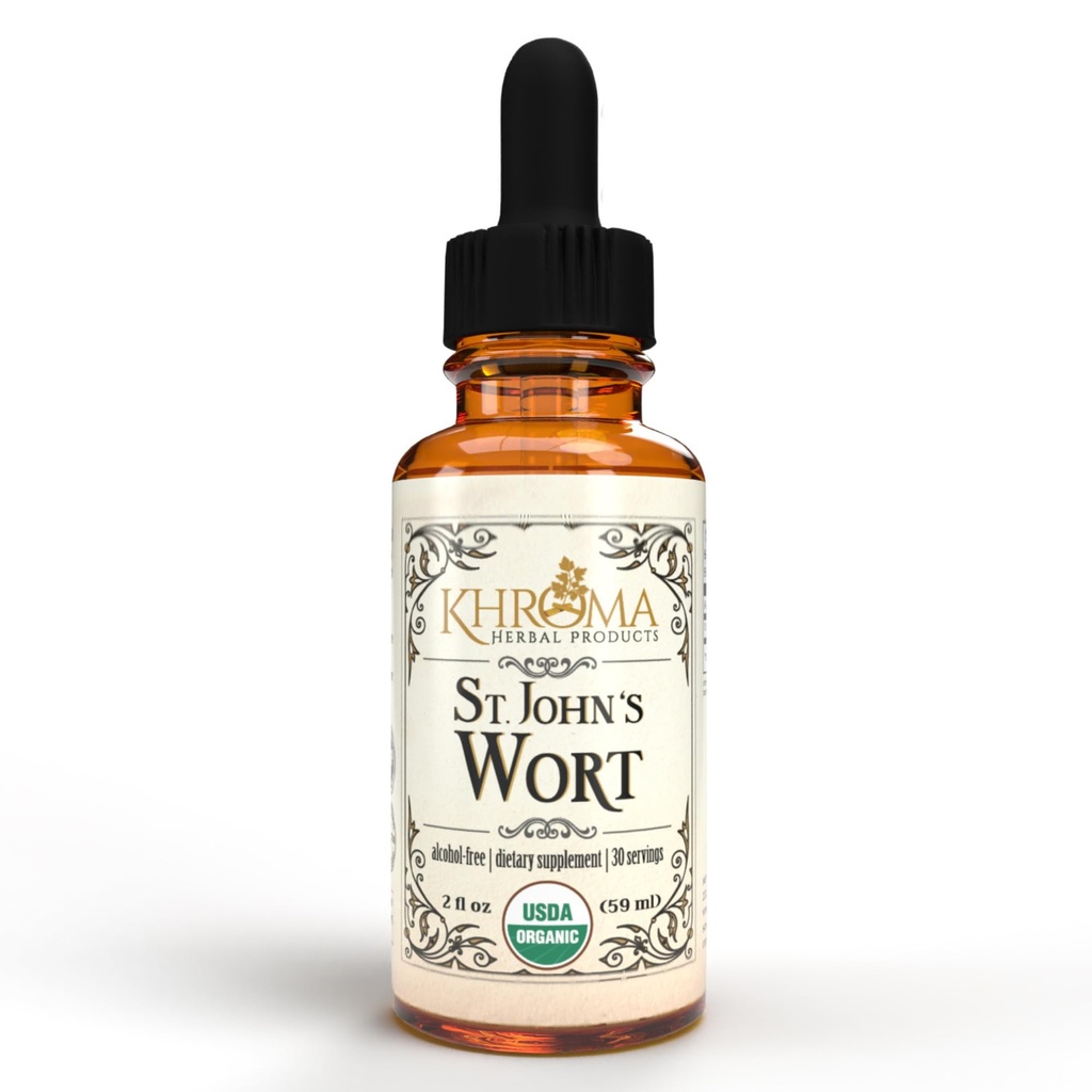 Organic St John 's Wort 30 Servings - 800 MG Per Serving - Khroma Herbal Products - 2 FL OZ - Hypericum Perforatum