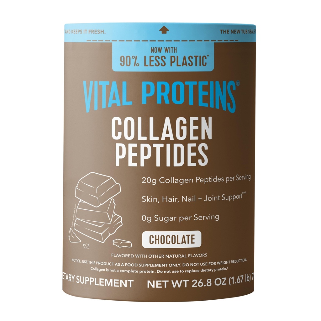 Vitální proteiny Kolagen Peptidy Práškový dodatek, Hydrolyzovaný kolagen pro pleť, vlasy, nehty & spony, Čokoláda, 28 Služební