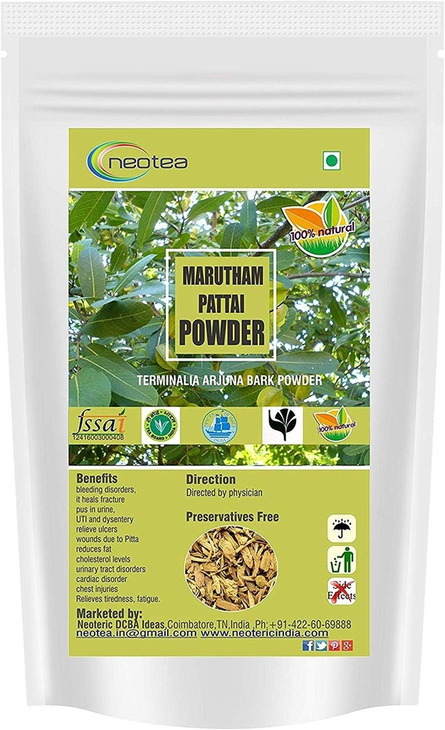 Neotea Marutham Pattai Powder 124; Organic Arjuna Bark Powder 124; Terminalia Arjuna Pfizer 124; Ayurvedic Heart Health Powder 300 GM