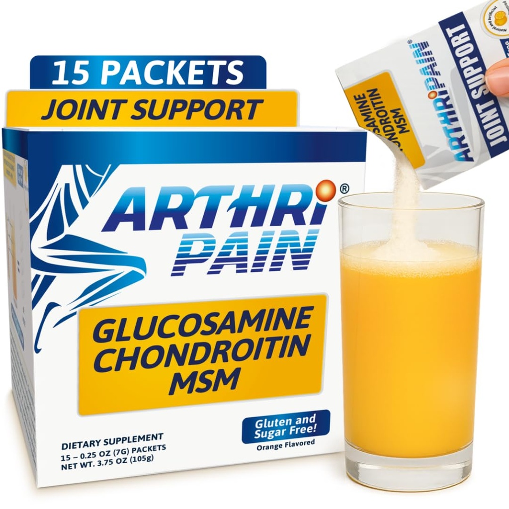 Arthripain - Joint Support Cartilage Repair - Klinicky testovaný Joint Juice - Ligament Relief Support - Glucosamine Chondroitin MSM - Ošetření kyčlí - Sugar- Free - Made in US - 15ct