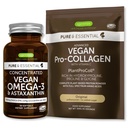 Čisté a esenciální Vegan Kolagen Peptid Protein Powder & Vegan Omega 3 Bundle, Kompletní Collagen zvýšení Formule & Udržitelný Řasy Oil 1340mg, Igennus