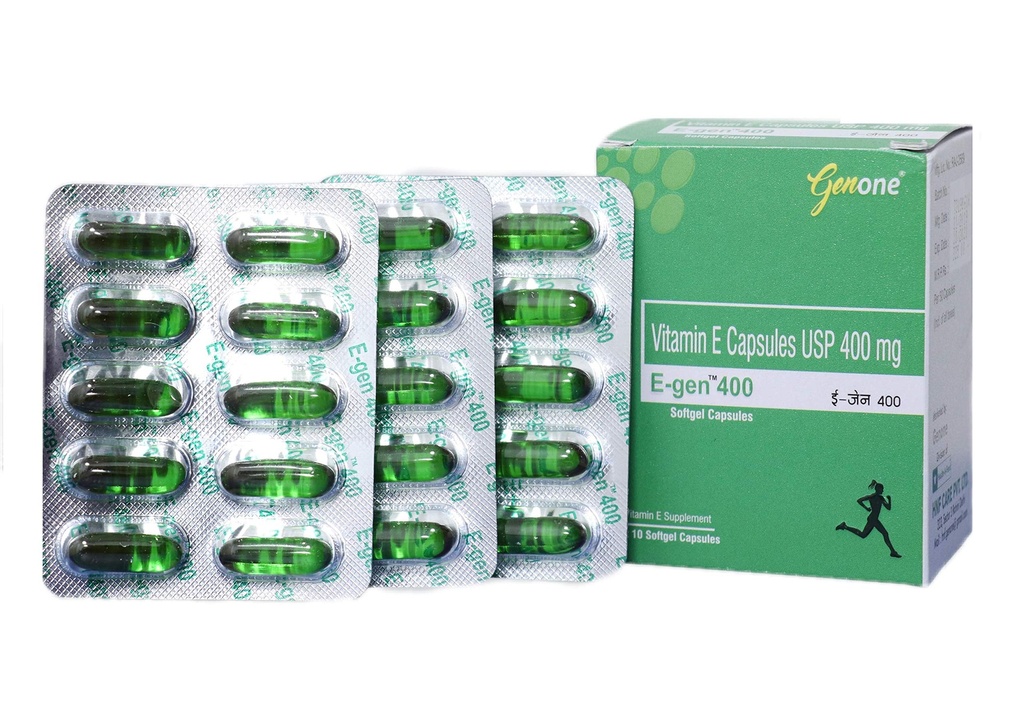 genon E- gen 400 Vitamin E Kapsle pro zářící obličej, kůži a vlasovou výživu (30 Kapsle)