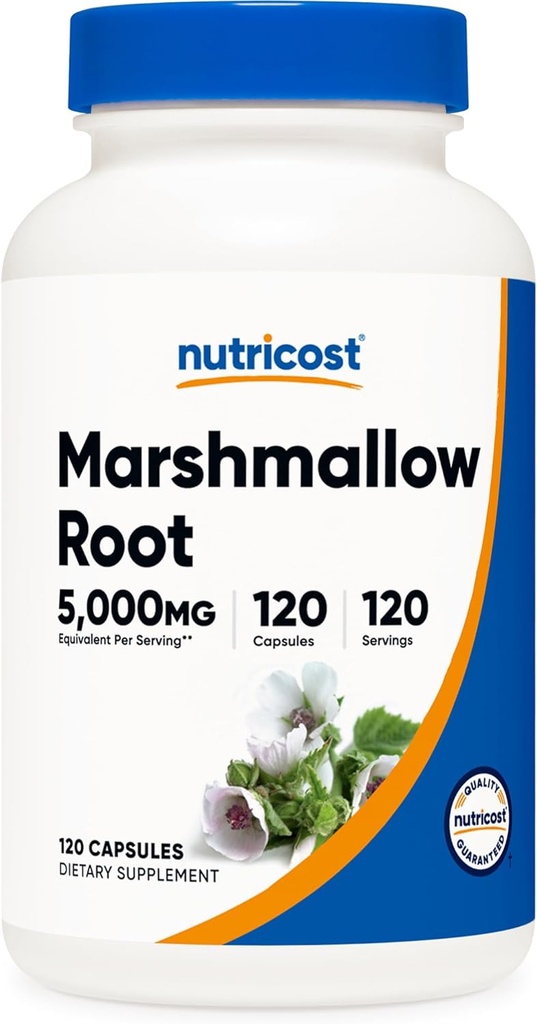 Nutricost Marshmallow Root 5000mg Ekvivalentní, 120 Vegetariánské kapsle - Gluten Free & Non- GMO - od 500mg 10: 1 Extract