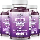 Gummie na podporu imunitního systému NEW AGE - Sambucus Black Elderberry Gummies s vitamínem C a zinkem (Imunitní podpora 180 Gummies)