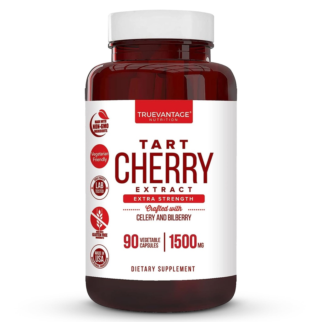 Tart Cherry Extract Kapsle s Celery Seed Extract a Bilberry pro společnou podporu, Muscle Recovery, a Uric Acid Flush Support, Made in The USA - 90 Tart Cherry Kapsle
