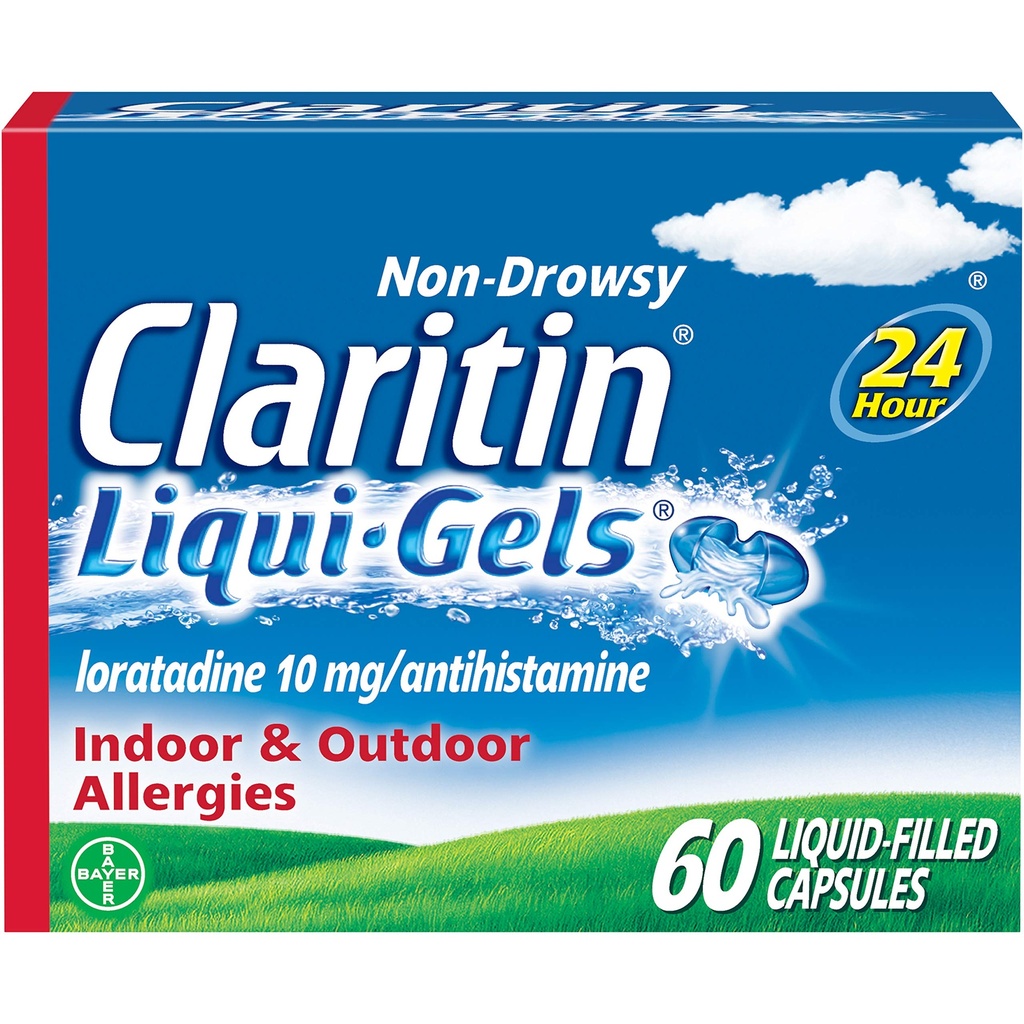 Claritin Liqui- Gels 24 hodin Alergie Relief, Non- Drowsy Alergie Medicine, Lorglitazon Antihistaminika Kapsle, 60 Počet