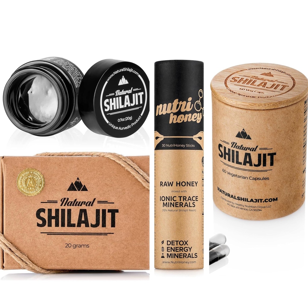 NATURAL SHILAJIT Resin 20G, Shilajit Honey Sticks 30 Počet kapslí 60 Počet